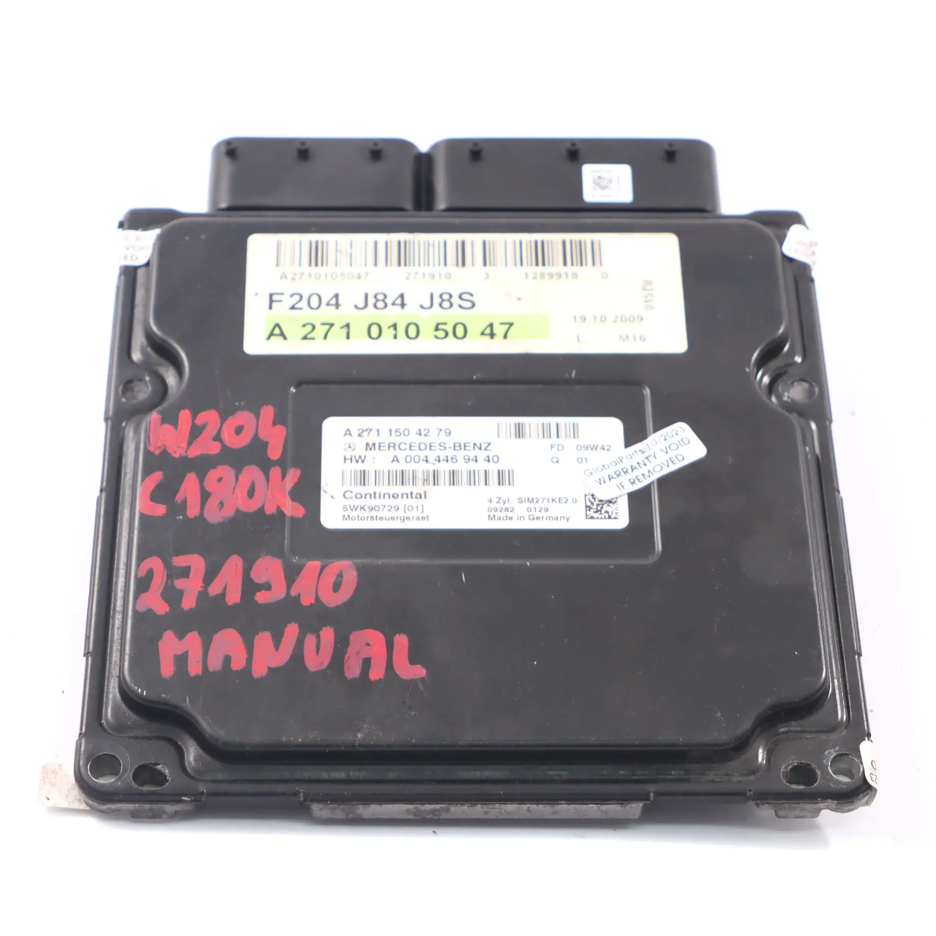 Mercedes W204 C180 156HP Kompressor M271.910 Engine ECU A2711504279 Manual