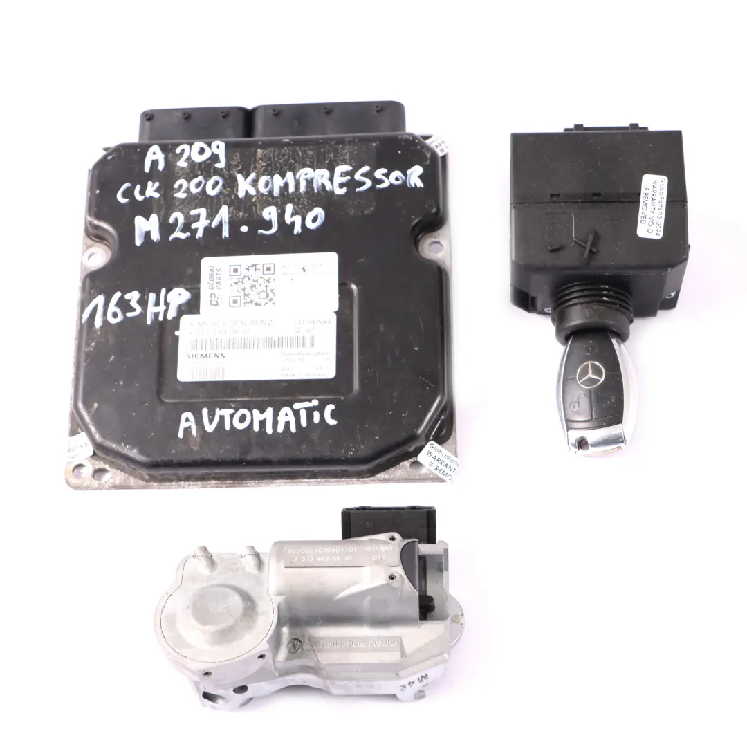 271.940 163HP Engine ECU Kit Key Lock to Mercedes C209 200 Kompressor with Part number A2711530691 Mercedes C209 200 Kompressor 271.940 163HP Engine ECU Kit Key Lock - SKU A2711530691-1 - Part number A2711530691