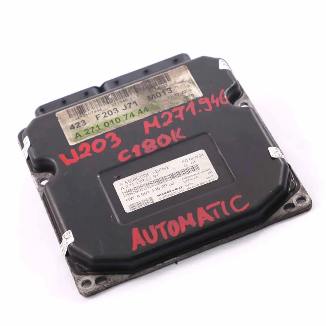 C180 Kompressor M271.946 Engine ECU Automatic to Mercedes W203 with Part number A2711532291 Mercedes W203 C180 Kompressor M271.946 Engine ECU Automatic - SKU A2711532291 - Part number A2711532291