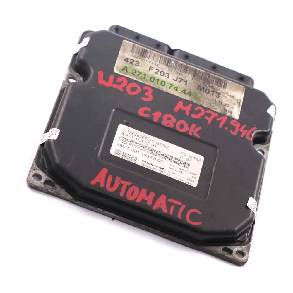 C180 Kompressor M271.946 Moteur ECU Automatique pour Mercedes W203 à propos du numéro de pièce A2711532291 Mercedes W203 C180 Kompressor M271.946 Moteur ECU Automatique - SKU A2711532291 - Numéro de pièce A2711532291