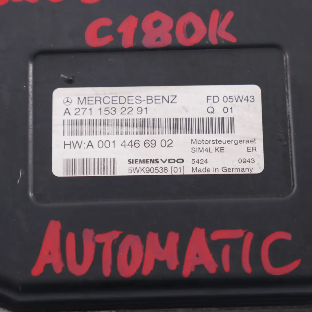 C180 Kompressor M271.946 163HP Motor ECU Automático para Mercedes W203 con número de pieza A2711532291 Mercedes W203 C180 Kompressor M271.946 163HP Motor ECU Automático - SKU A2711532291 - Número de pieza A2711532291