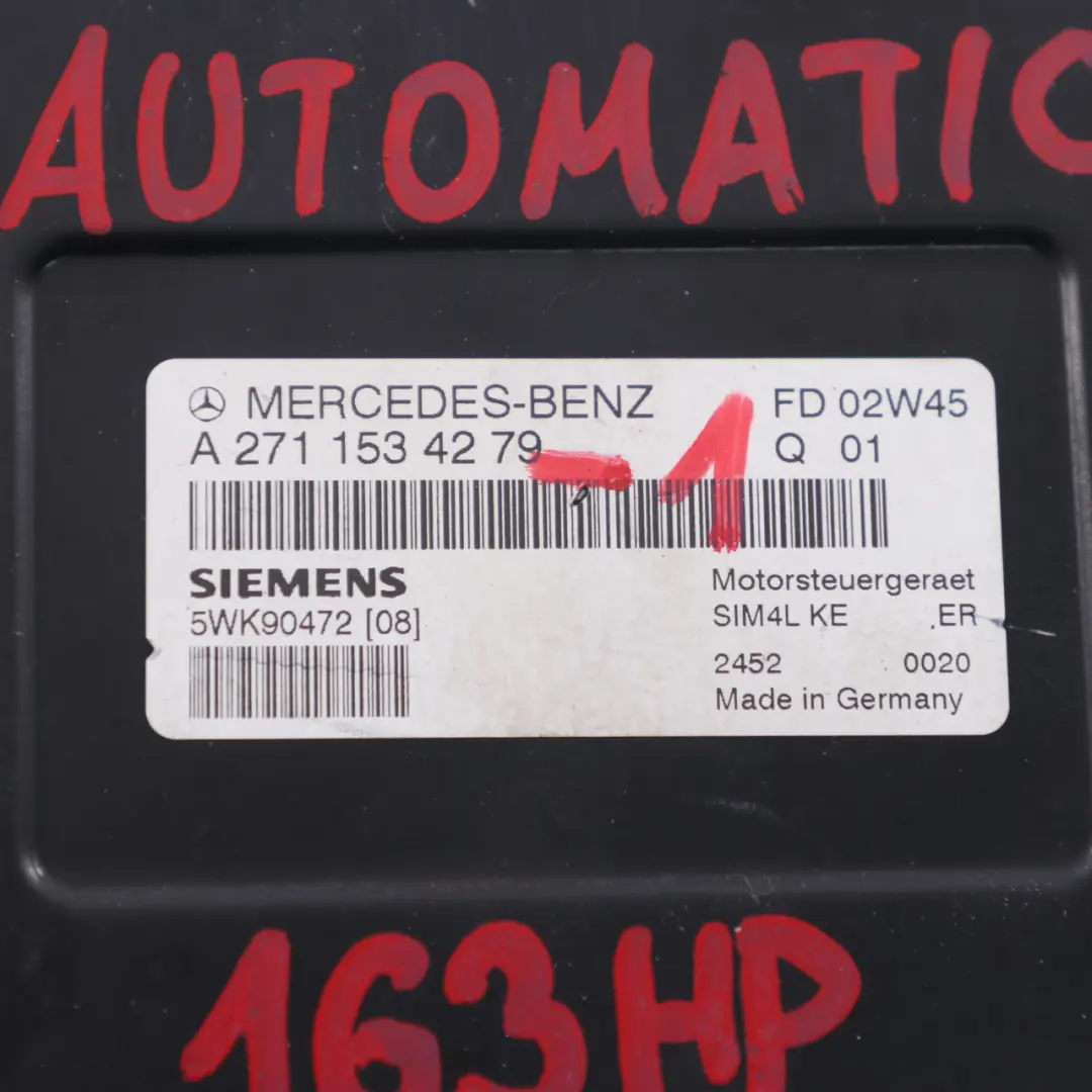 Mercedes W203 C200 Kompressor 163HP M271.940 Engine ECU Kit Key Lock - SKU A2711534279-1 - Part number A2711534279