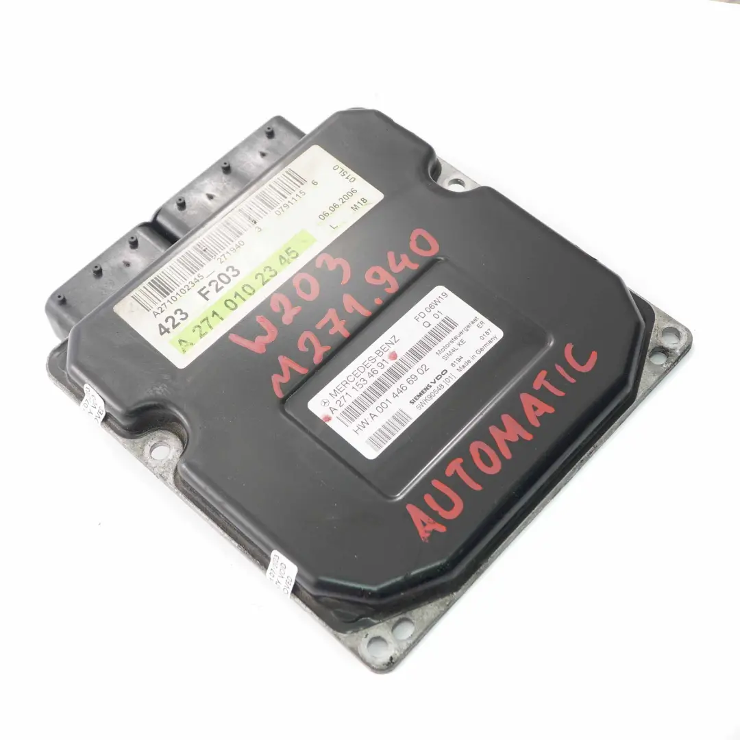 C200 Kompressor M271.940 163HP Motor ECU Automático para Mercedes W203 con número de pieza A2711534691 Mercedes W203 C200 Kompressor M271.940 163HP Motor ECU Automático - SKU A2711534691 - Número de pieza A2711534691