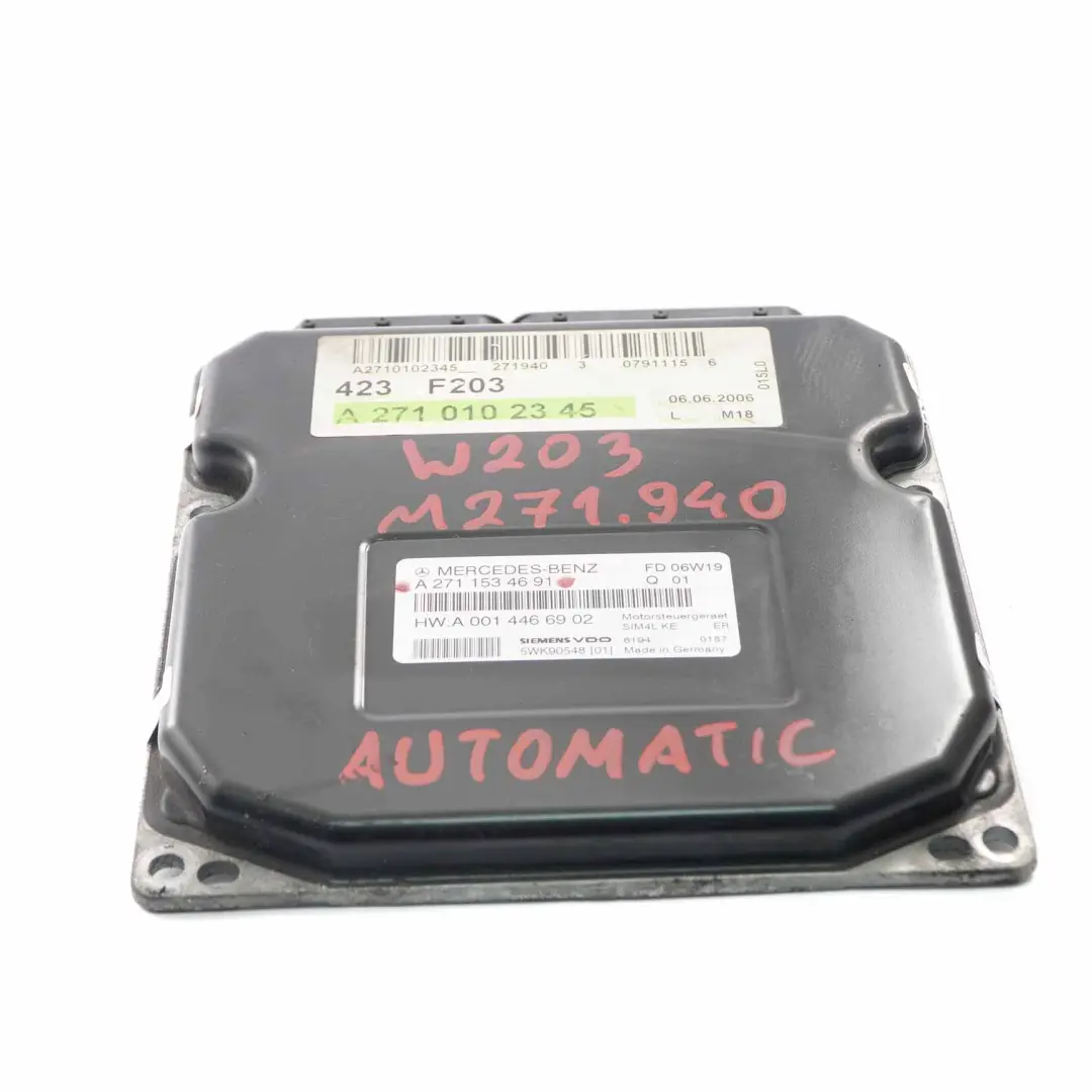 C200 Kompressor M271.940 163HP Motore ECU Automatico per Mercedes W203 con numero di parte A2711534691 Mercedes W203 C200 Kompressor M271.940 163HP Motore ECU Automatico - SKU A2711534691 - Numero di parte A2711534691