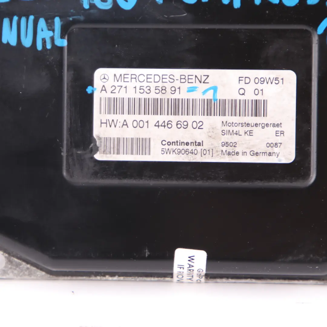 Mercedes CL203 CLC 180K 143HP M271.946 Engine Control ECU A2710108747 Manual - SKU A2711535891-1 - Part number A2711535891