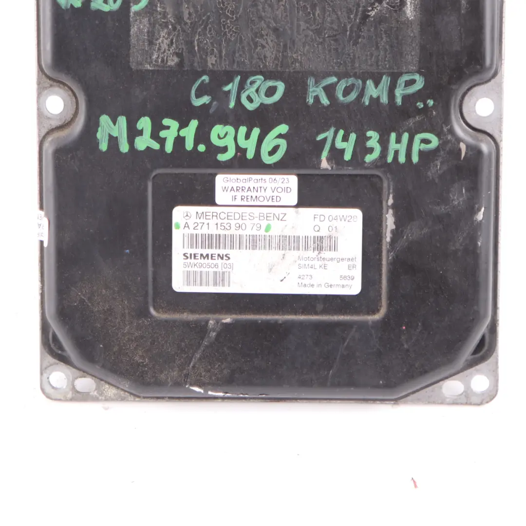 C180 Kompressor M271.964 143HP Engine ECU Automatic to Mercedes W203 with Part number A2711539079 Mercedes W203 C180 Kompressor M271.964 143HP Engine ECU Automatic - SKU A2711539079 - Part number A2711539079