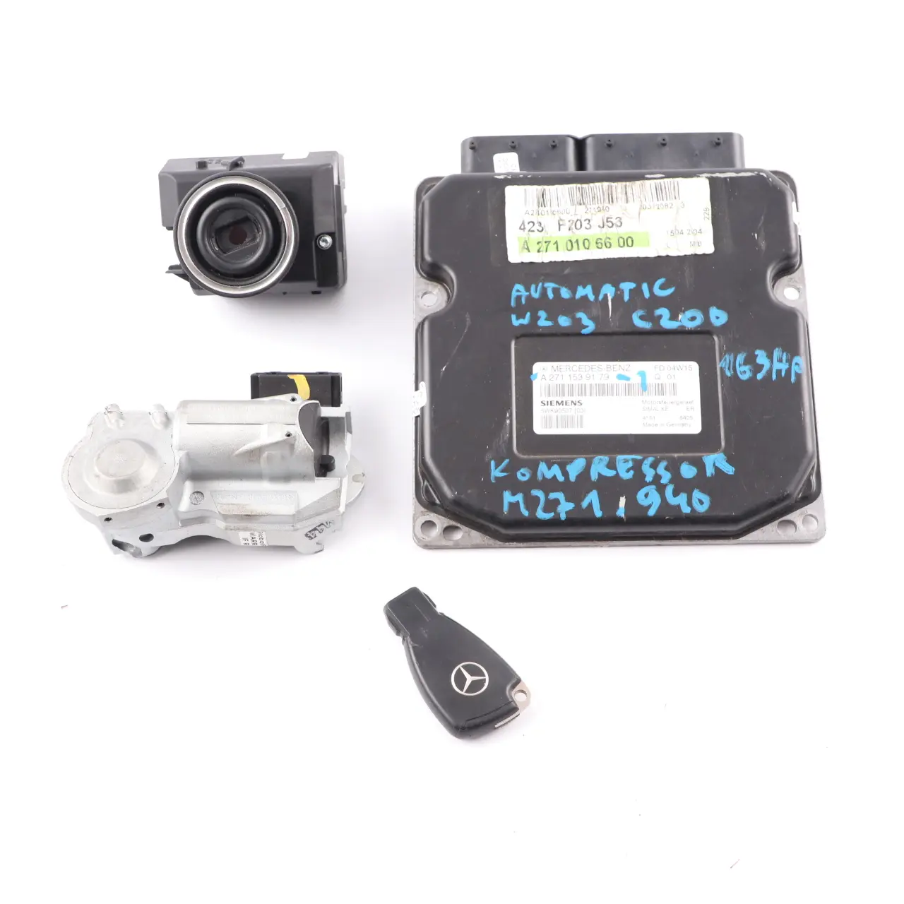 Mercedes W203 C200 Kompressor 163HP M271.940 Engine ECU Kit A2711539179 Key Lock