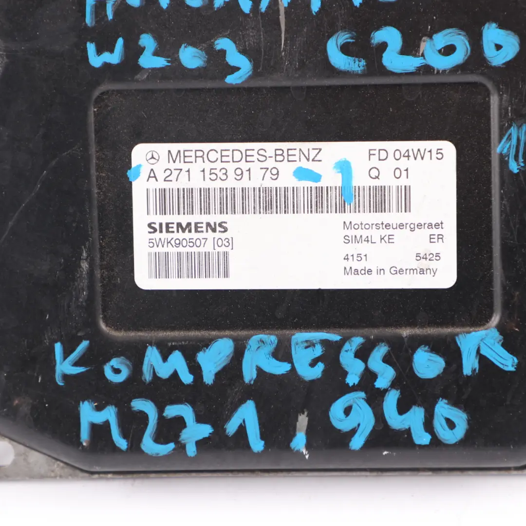 Mercedes W203 C200 Kompressor 163HP M271.940 Engine ECU Kit Key Lock - SKU A2711539179-1 - Part number A2711539179