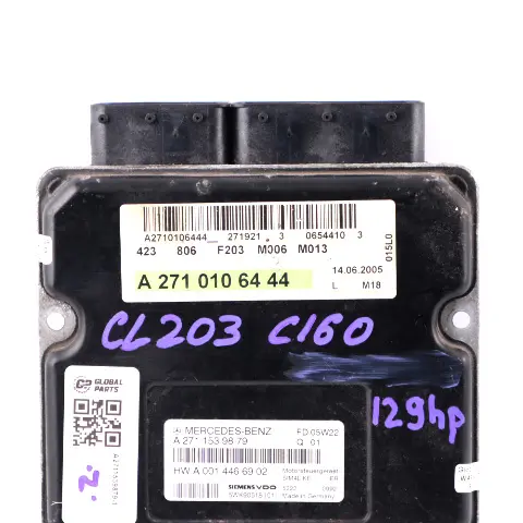 Mercedes CLC CL203 C160 122HP 271.921 Engine Unit ECU Automatic - SKU A2711539879-1 - Part number A2711539879