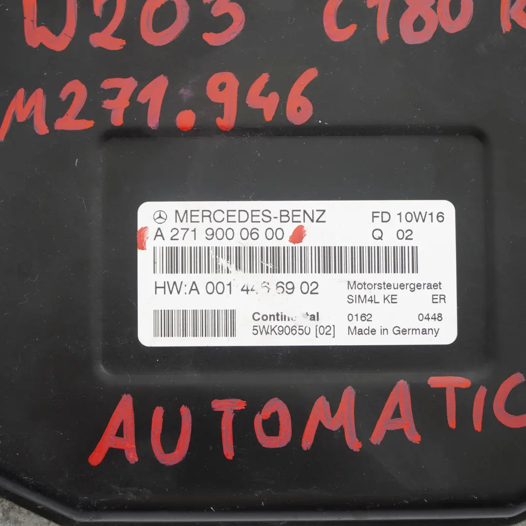Mercedes W203 C180 Kompressor M271.946 Engine Control Unit ECU - SKU A2719000600 - Part number A2719000600
