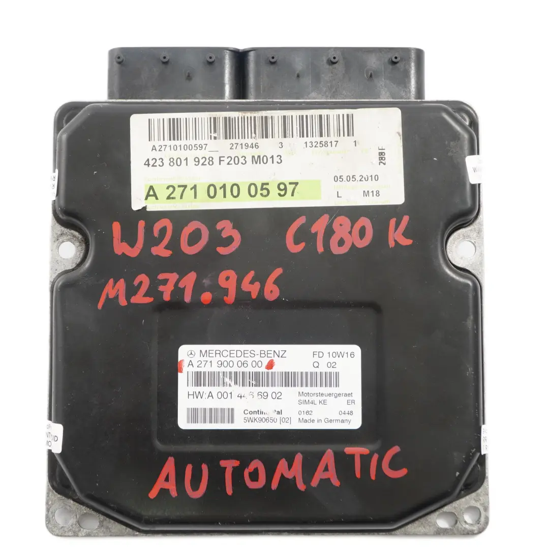 Mercedes W203 C180 Kompressor M271.946 Unité Contrôle Moteur ECU - SKU A2719000600 - Numéro de pièce A2719000600