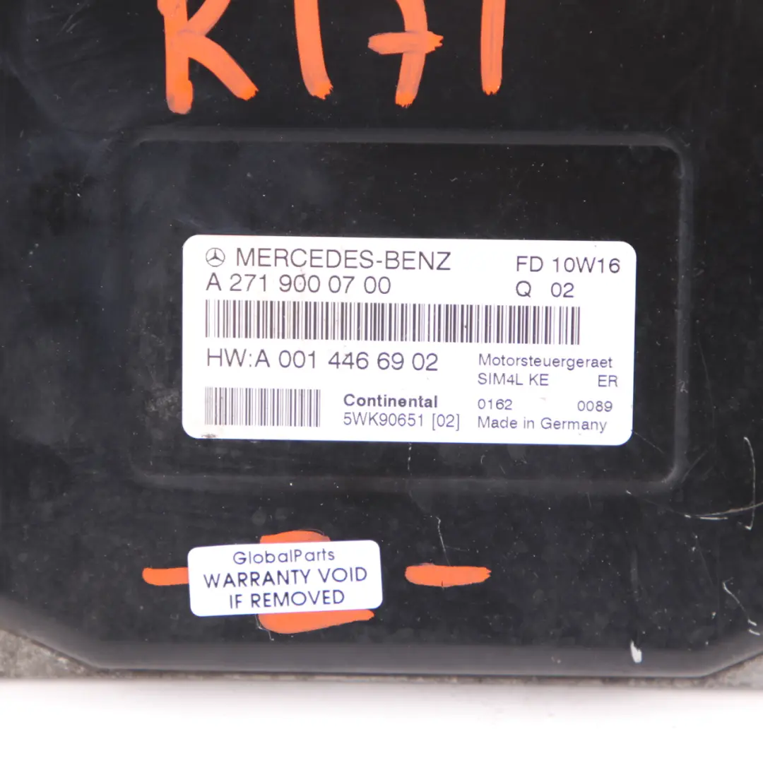 SLK200 Kompressor M271.954 Unità controllo motore ECU per Mercedes R171 con numero di parte A2719000700 Mercedes R171 SLK200 Kompressor M271.954 Unità controllo motore ECU - SKU A2719000700 - Numero di parte A2719000700