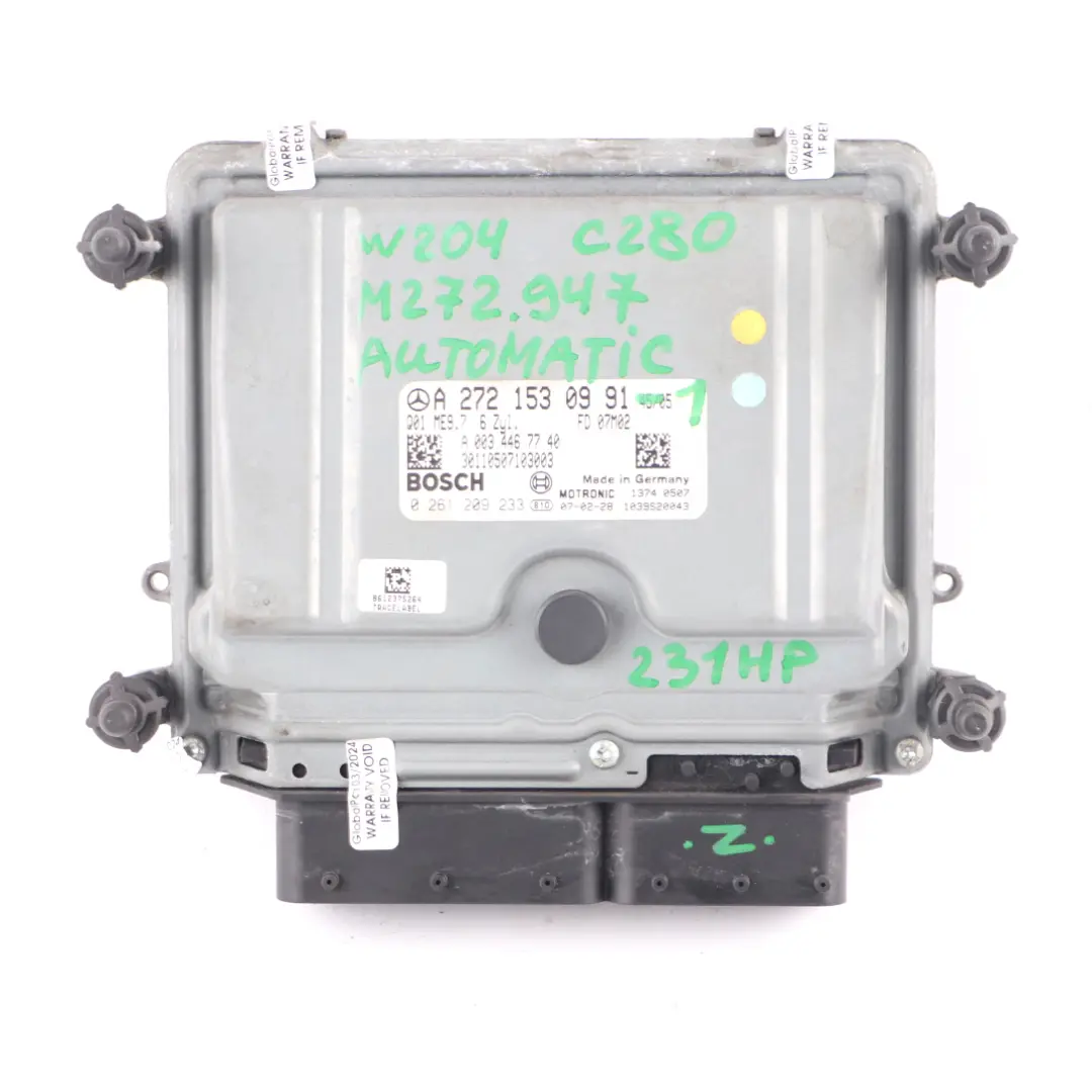Mercedes W204 C280 M272.947 231HP Engine ECU Kit Key Automatic - SKU A2721530991-1 - Part number A2721530991