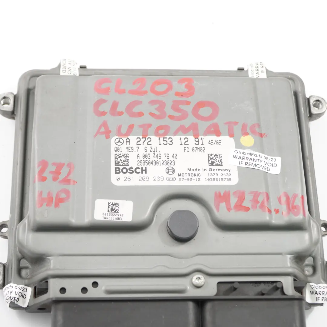 M272.960 272HP Motor Módulo ECU Kit para Mercedes CL203 CLC 350 con número de pieza A2721531291 Mercedes CL203 CLC 350 M272.960 272HP Motor Módulo ECU Kit - SKU A2721531291 - Número de pieza A2721531291