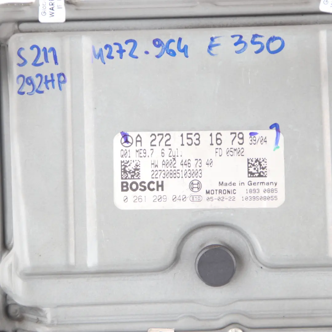 Mercedes W211 S211 E350 M272.964 272HP Engine ECU Kit Key Lock - SKU A2721531679-1 - Part number A2721531679