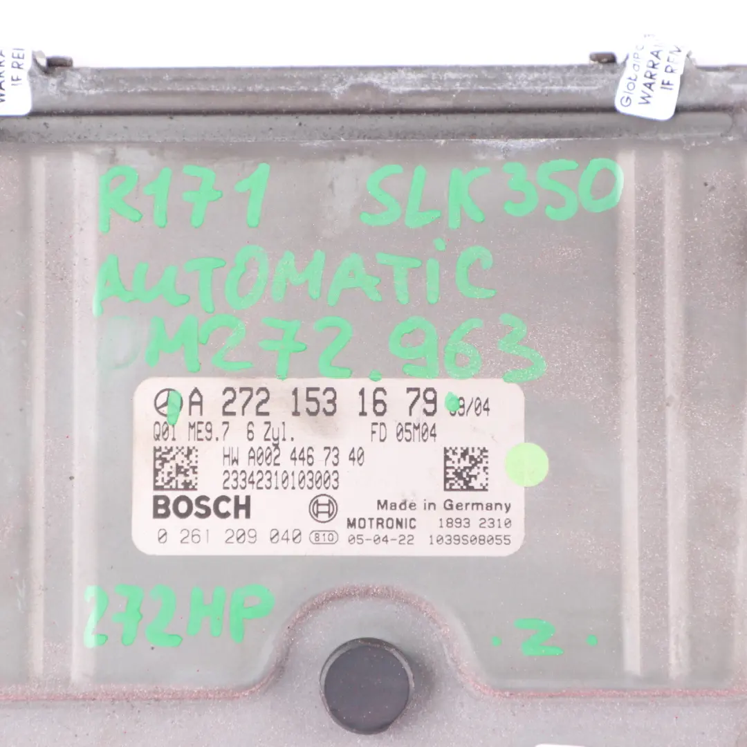 Mercedes SLK 350 R171 272.963 272HP Engine ECU Unit Automatic - SKU A2721531679 - Part number A2721531679
