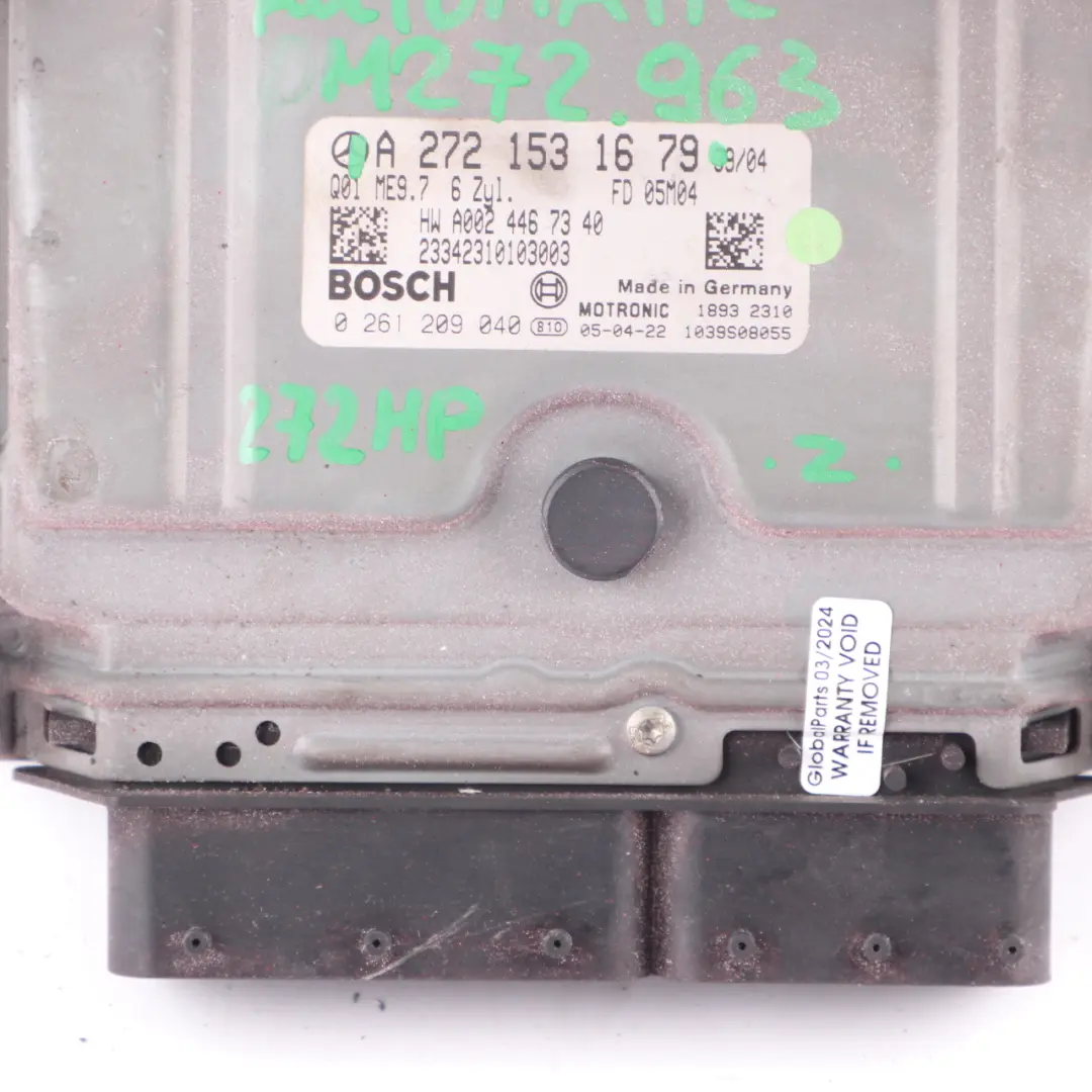 272.963 272HP Engine ECU Unit Automatic to Mercedes SLK 350 R171 with Part number A2721531679 Mercedes SLK 350 R171 272.963 272HP Engine ECU Unit Automatic - SKU A2721531679 - Part number A2721531679