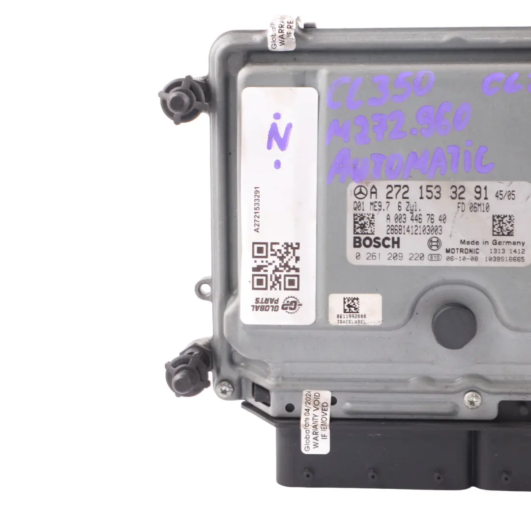 CL350 M272.960 Engine Unit ECU Module Automatic to Mercedes CL203 with Part number A2721533291 Mercedes CL203 CL350 M272.960 Engine Unit ECU Module Automatic - SKU A2721533291 - Part number A2721533291