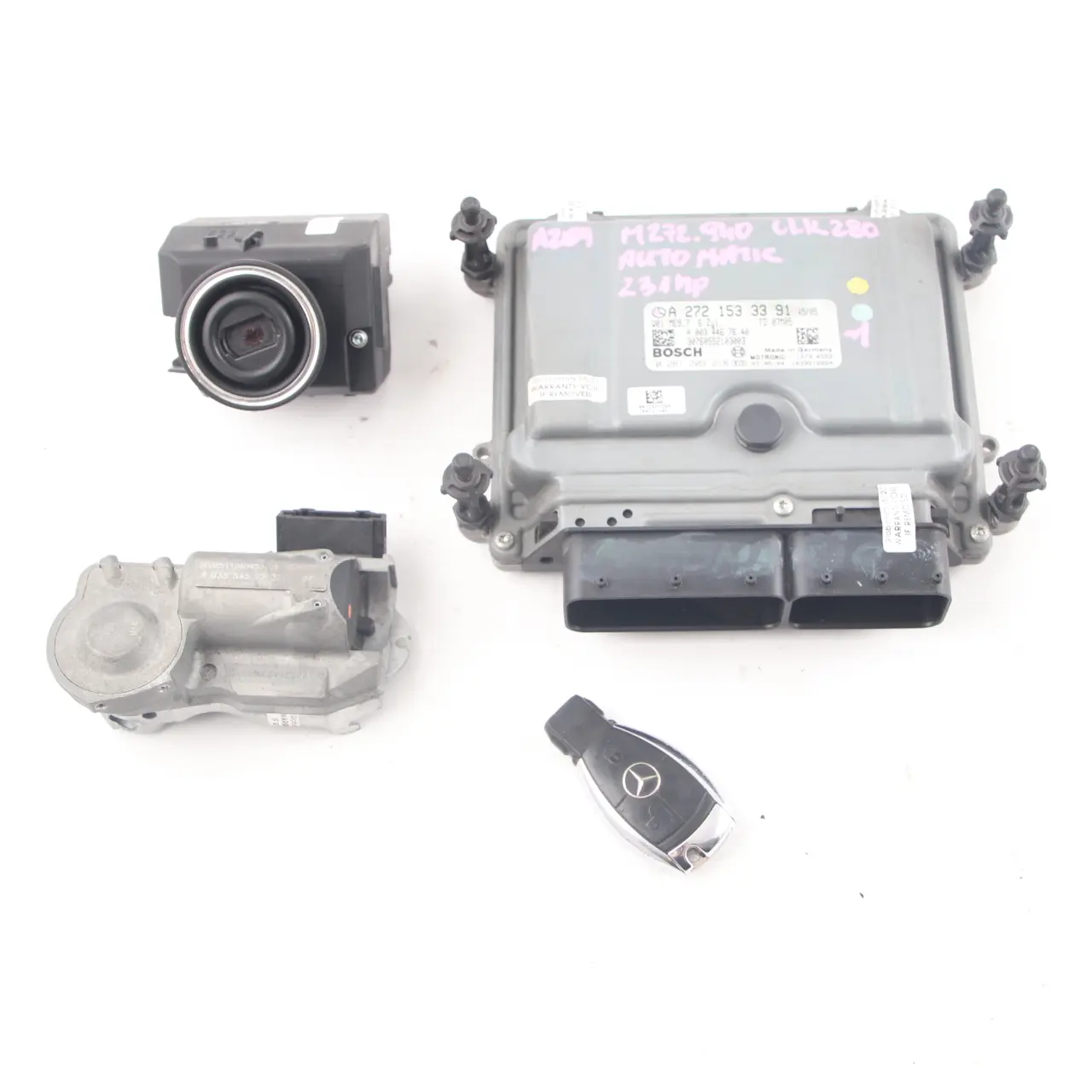 Mercedes-Benz W209 M272.940 CLK280 231PK Motor ECU Kit A2721531291 Sleutel