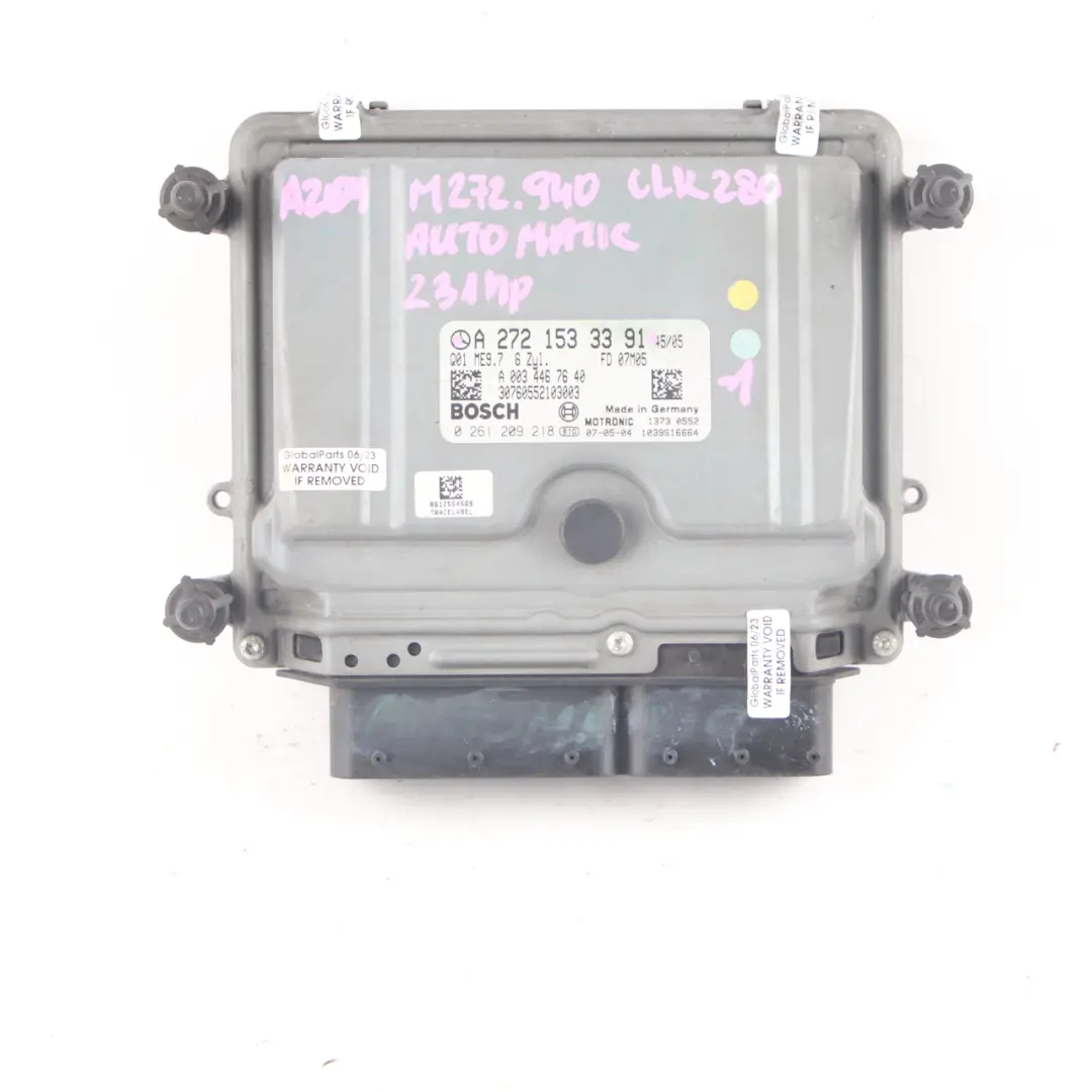 Mercedes W209 M272.940 CLK280 231HP Engine Module ECU Kit A2721531291 Key - SKU A2721533391-1 - Part number A2721533391