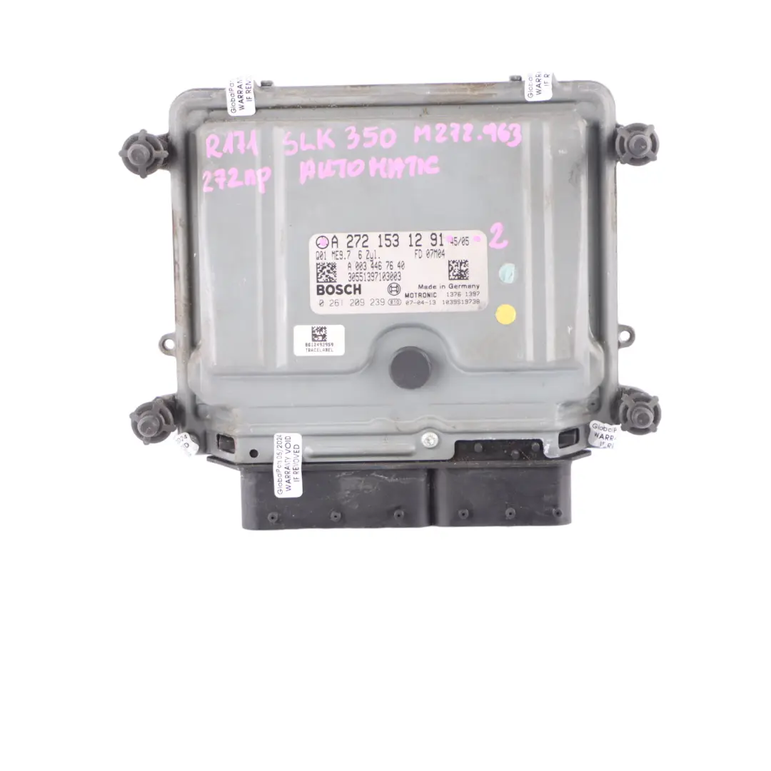 Mercedes R171 272.963 SLK350 272HP Engine Module ECU Kit A2721531291 3 Keys Lock - SKU A2721533391-2 - Part number A2721533391