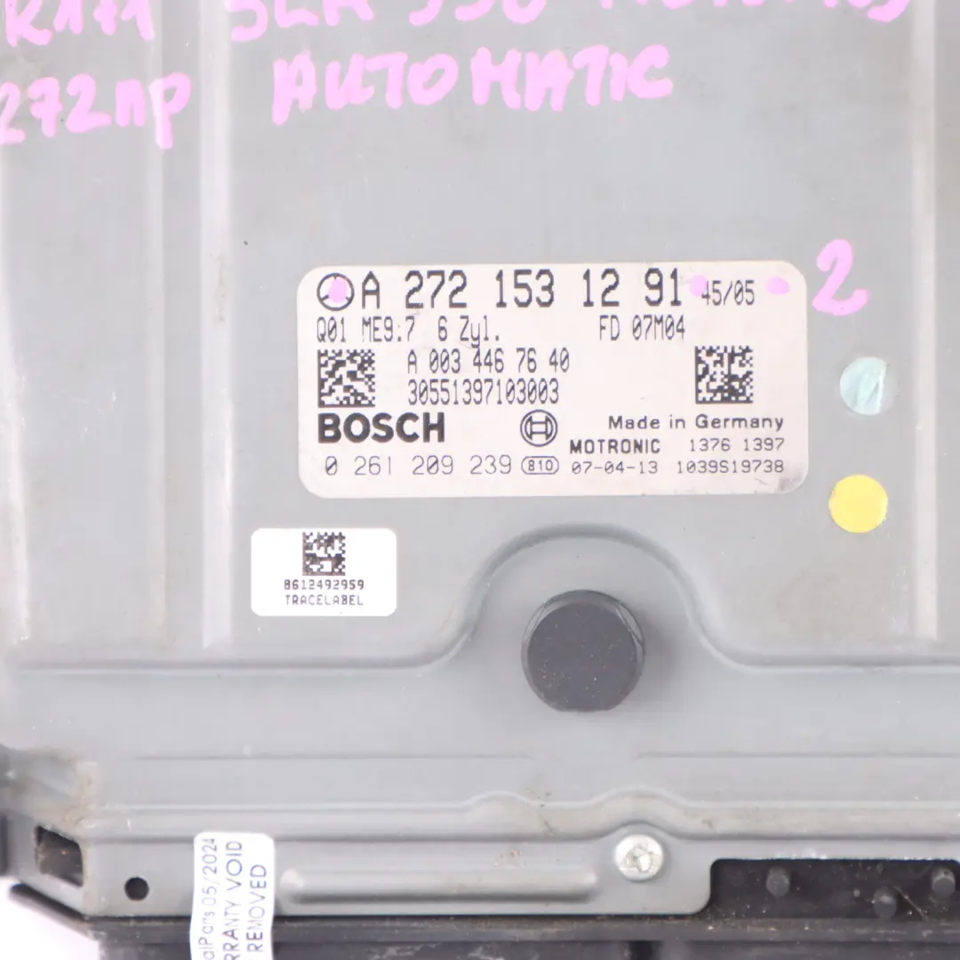 Mercedes R171 272.963 SLK350 272HP Engine Module ECU Kit A2721531291 3 Keys Lock - SKU A2721533391-2 - Part number A2721533391