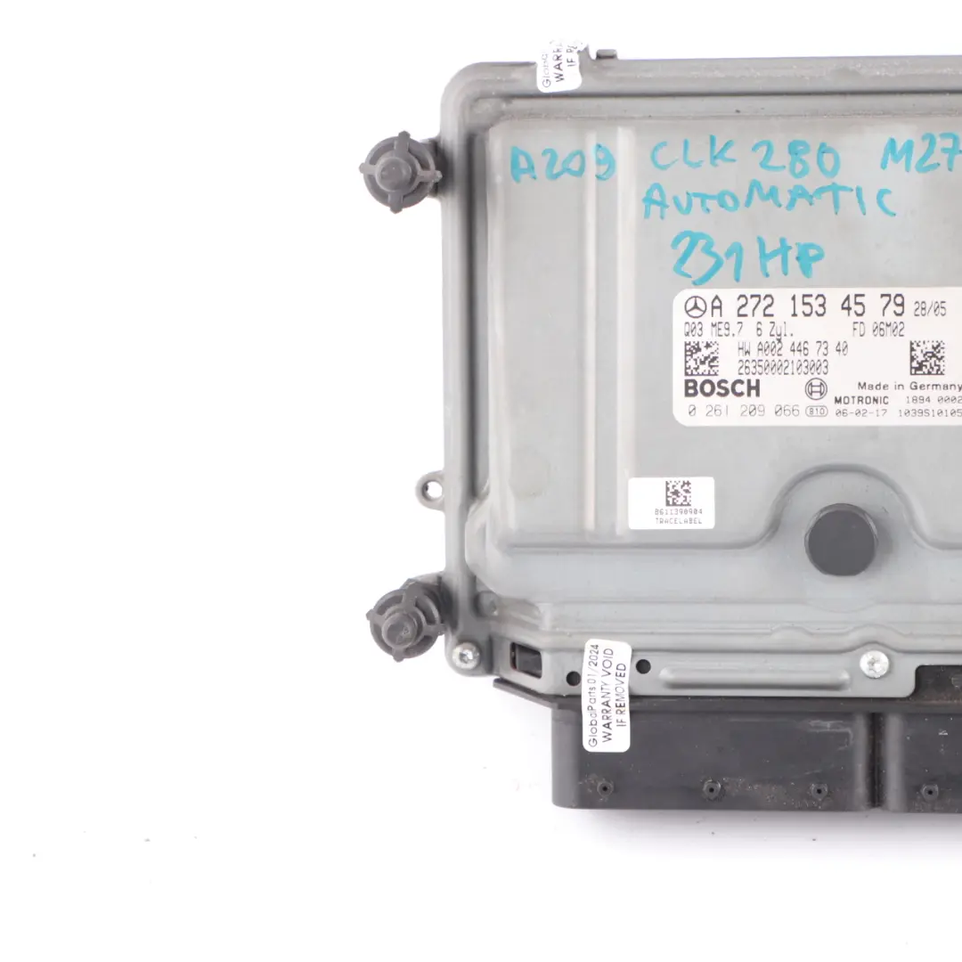 M272.940 CLK280 231HP Engine Module ECU Unit Automatic to Mercedes C209 with Part number A2721534579 Mercedes C209 M272.940 CLK280 231HP Engine Module ECU Unit Automatic - SKU A2721534579 - Part number A2721534579