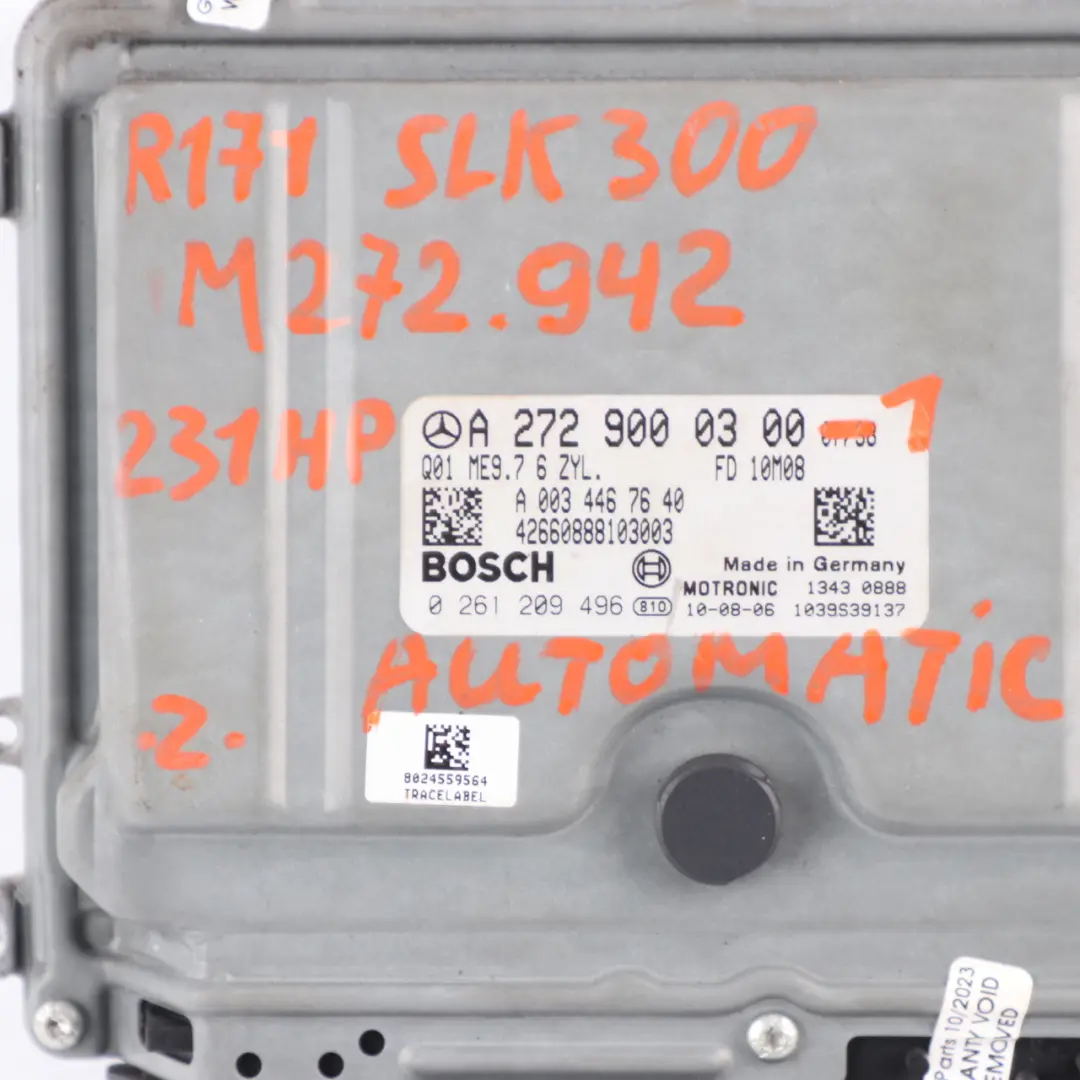 Mercedes R171 M272.942 SLK300 231HP Engine Module ECU Kit Key - SKU A2729000300-1 - Part number A2729000300
