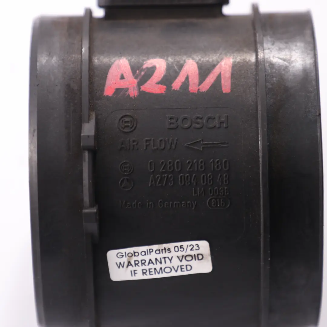 Mercedes W203 W211 W219 M272 Sensore misuratore massa flusso d'aria - SKU A2730940848 - Numero di parte A2730940848