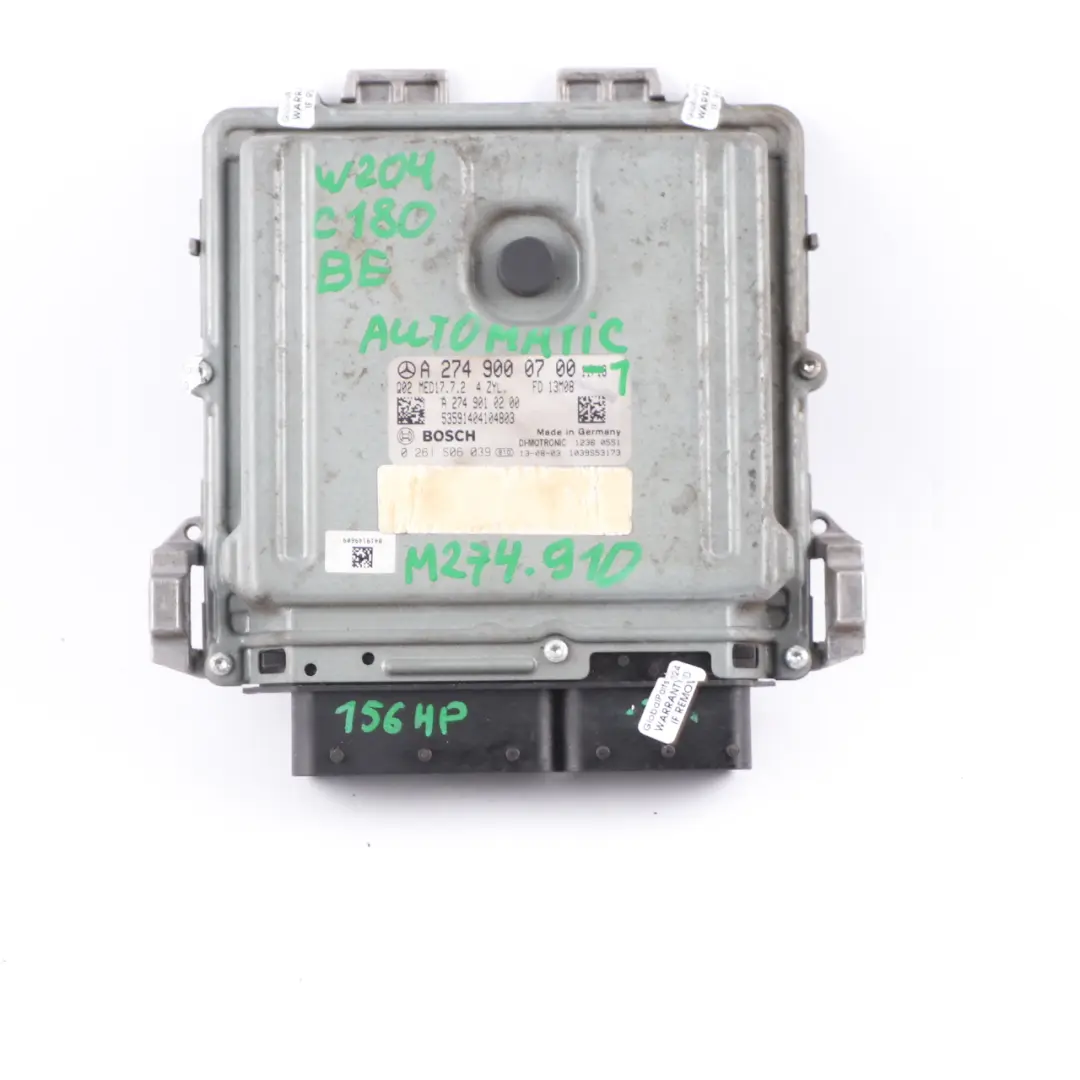 C180 BlueEFFICIENCY M274.910 Motor ECU Kit Llave para Mercedes W204 con número de pieza A2749000700 Mercedes W204 C180 BlueEFFICIENCY M274.910 Motor ECU Kit Llave - SKU A2749000700-1 - Número de pieza A2749000700