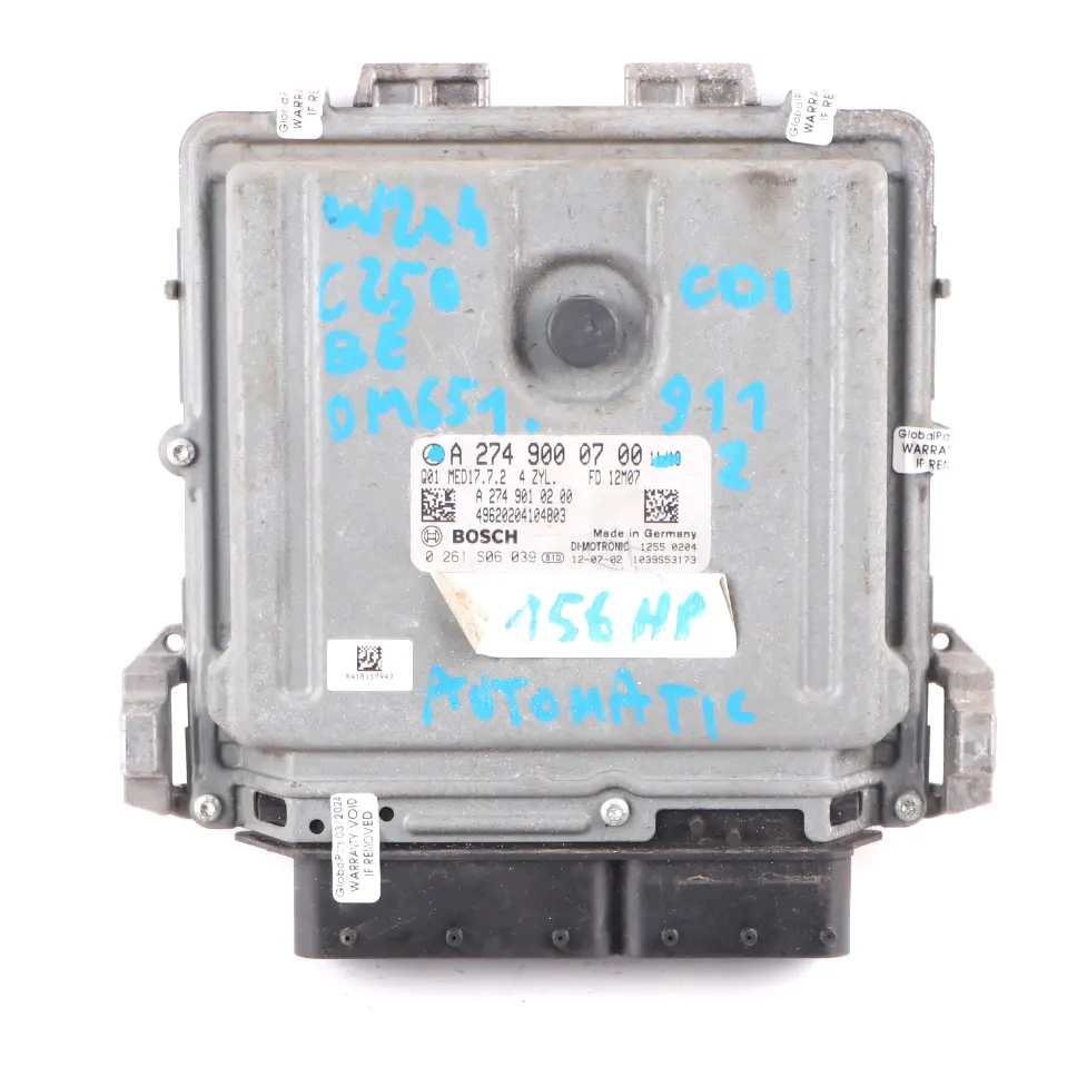 Mercedes W204 C250 BlueEFFICIENCY M274.911 Engine ECU Kit Key Lock - SKU A2749000700-2 - Part number A2749000700