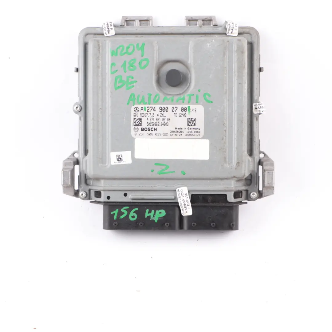 C180 BlueEFFICIENCY M274.910 156HP Unidad de motor ECU para Mercedes W204 con número de pieza A2749000700 Mercedes W204 C180 BlueEFFICIENCY M274.910 156HP Unidad de motor ECU - SKU A2749000700 - Número de pieza A2749000700