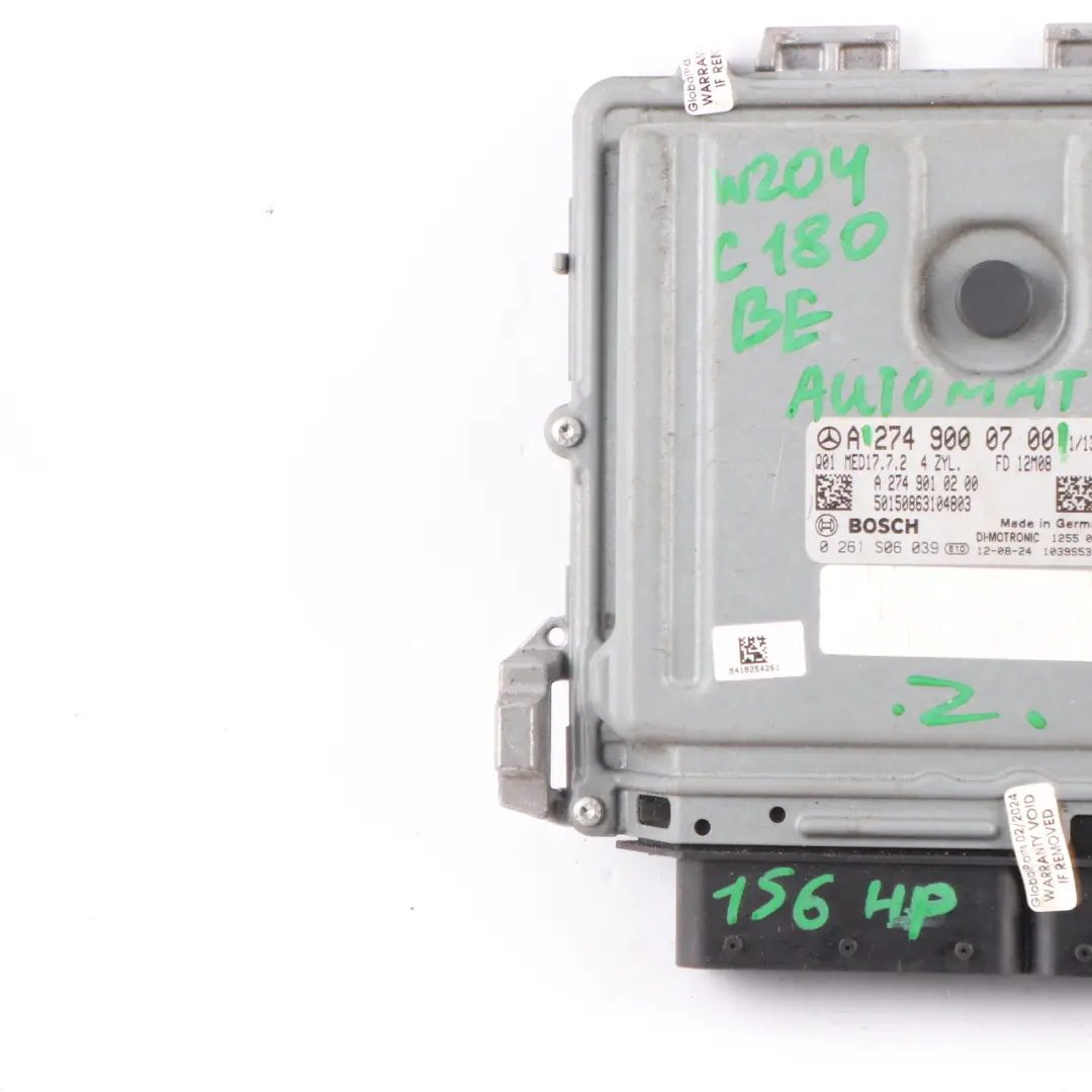 C180 BlueEFFICIENCY M274.910 156HP Engine Unit ECU Mercedes W204 - SKU A2749000700 - Part number A2749000700