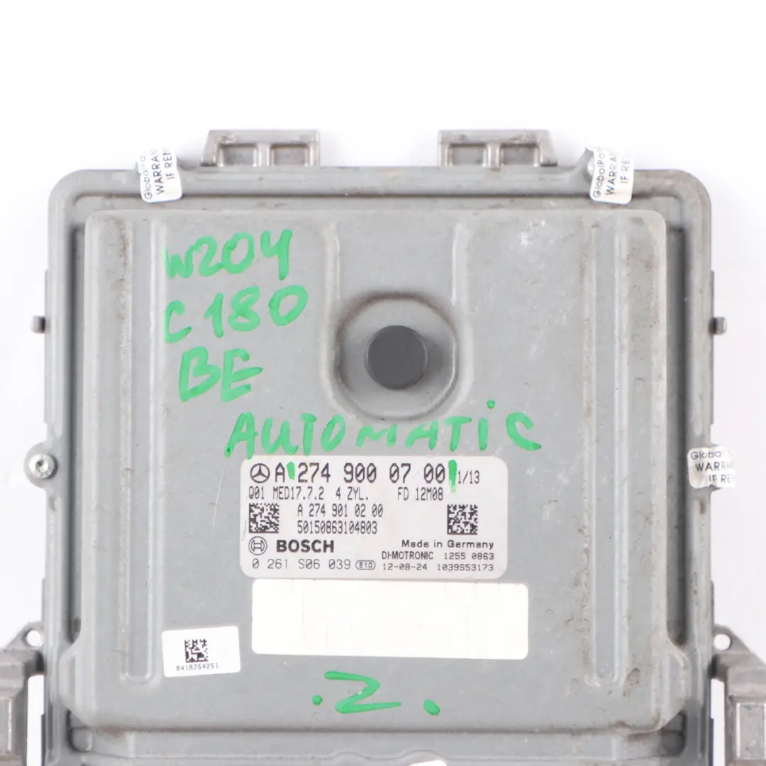 C180 BlueEFFICIENCY M274.910 156HP Engine Unit ECU Mercedes W204 - SKU A2749000700 - Part number A2749000700