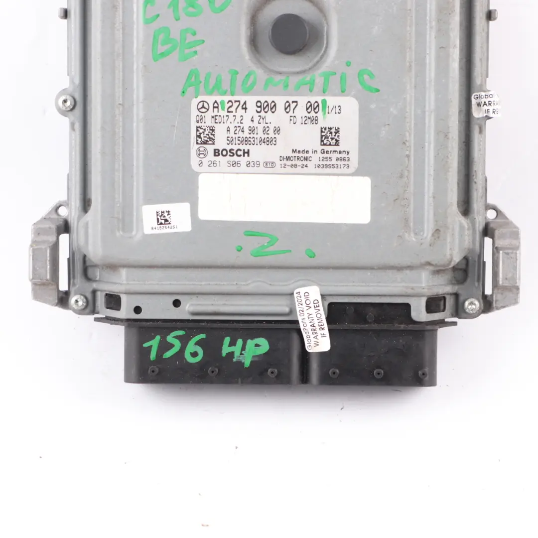 C180 BlueEFFICIENCY M274.910 156HP Motoreinheit ECU für Mercedes W204 mit Teilenummer A2749000700 Mercedes W204 C180 BlueEFFICIENCY M274.910 156HP Motoreinheit ECU - SKU A2749000700 - Teilenummer A2749000700