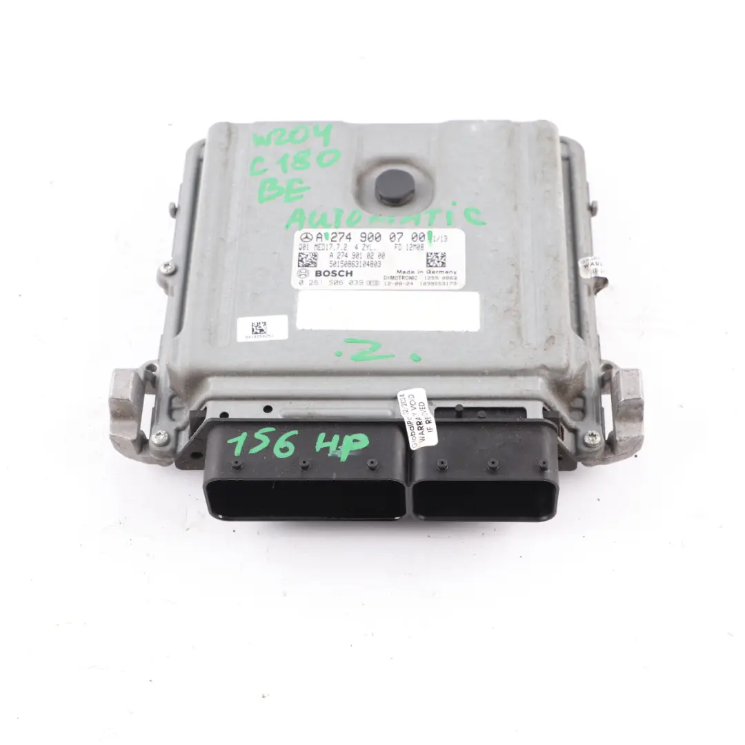 C180 BlueEFFICIENCY M274.910 156HP Motoreinheit ECU für Mercedes W204 mit Teilenummer A2749000700 Mercedes W204 C180 BlueEFFICIENCY M274.910 156HP Motoreinheit ECU - SKU A2749000700 - Teilenummer A2749000700