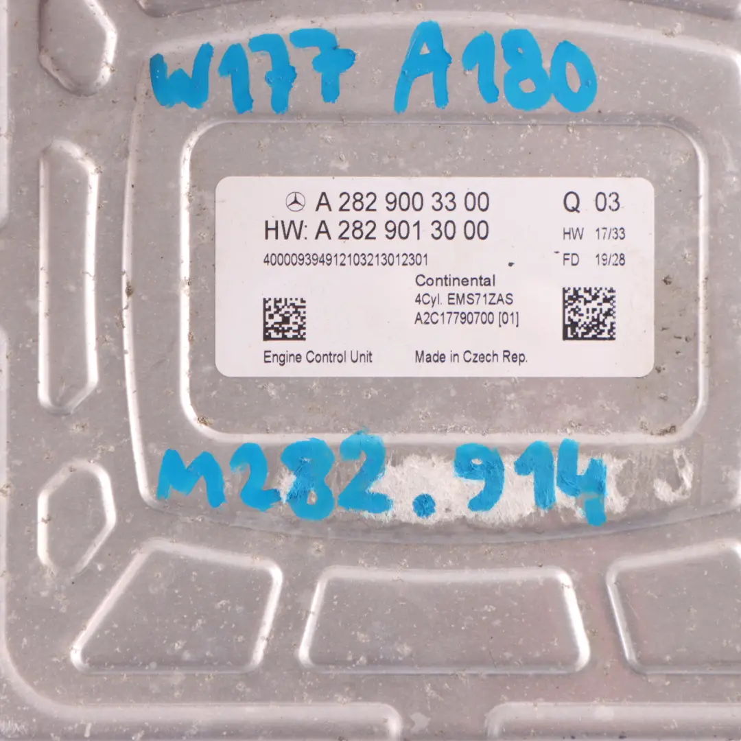 Mercedes W177 282.914 136HP Gasolina ECU Kit Clave BCM Automático - SKU A2829003300-1 - Número de pieza A2829003300