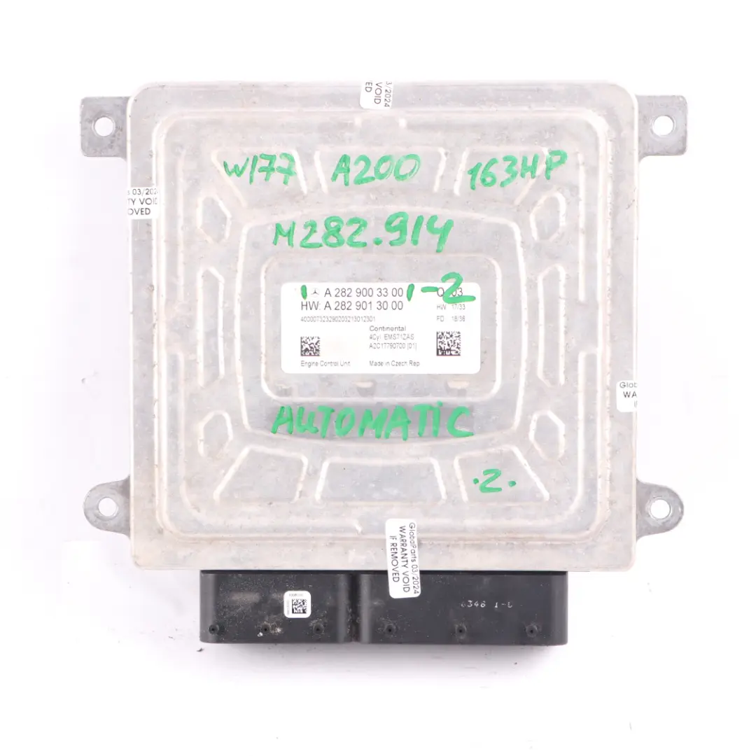 A200 282.914 163HP Petrol ECU Kit Key BCM Automatic to Mercedes W177 with Part number A2829003300 Mercedes W177 A200 282.914 163HP Petrol ECU Kit Key BCM Automatic - SKU A2829003300-2 - Part number A2829003300