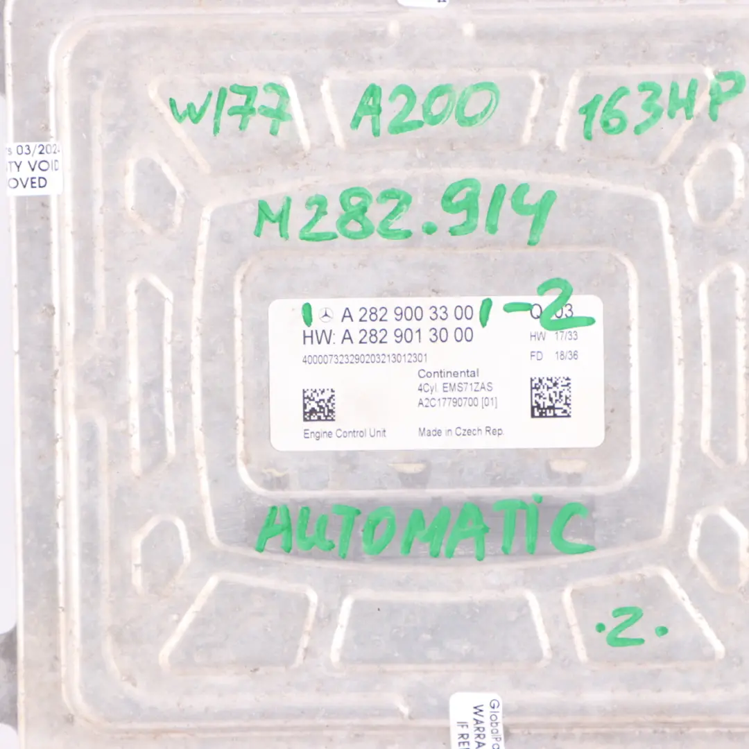 A200 282.914 163HP Petrol ECU Kit Key BCM Automatic to Mercedes W177 with Part number A2829003300 Mercedes W177 A200 282.914 163HP Petrol ECU Kit Key BCM Automatic - SKU A2829003300-2 - Part number A2829003300