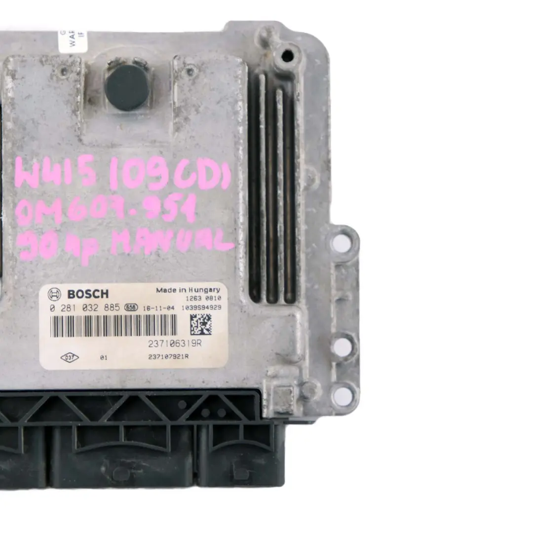 OM607 Engine Unit Module ECU 237106319 Manual to Mercedes W415 Citan 109 CDI with Part number A4159000403 Mercedes W415 Citan 109 CDI OM607 Engine Unit Module ECU 237106319 Manual - SKU A4159000403 - Part number A4159000403
