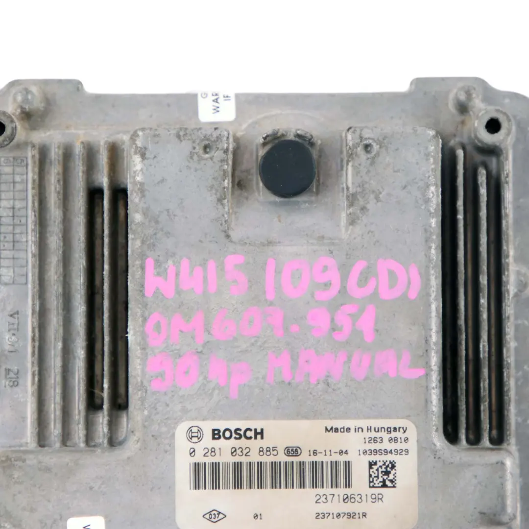 Mercedes W415 Citan 109 CDI OM607 Engine Unit Module ECU 237106319 Manual - SKU A4159000403 - Part number A4159000403