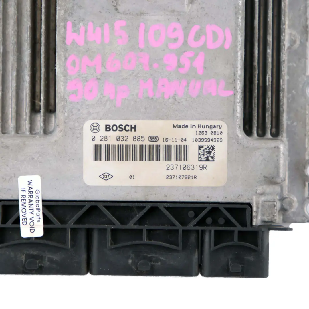 Mercedes W415 Citan 109 CDI OM607 Engine Unit Module ECU 237106319 Manual - SKU A4159000403 - Part number A4159000403