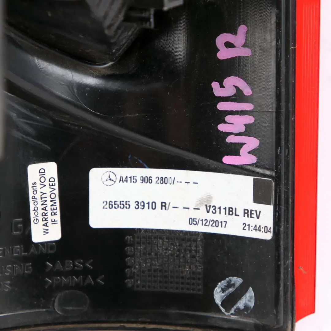  Piloto trasero Mercedes W415 Citan Izquierda Luz trasera - SKU A4159062800 - Número de pieza A4159062800