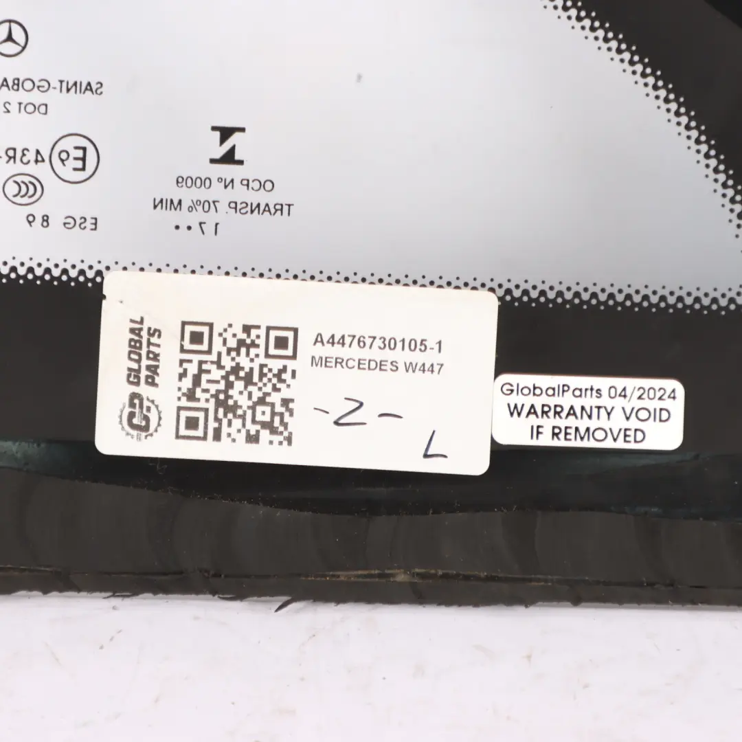 Cristal Mercedes Vito W447 Delantero Izquierdo Cristal Fijo AS2 para con número de pieza A4476730105 Cristal Mercedes Vito W447 Delantero Izquierdo Cristal Fijo AS2 - SKU A4476730105-1 - Número de pieza A4476730105