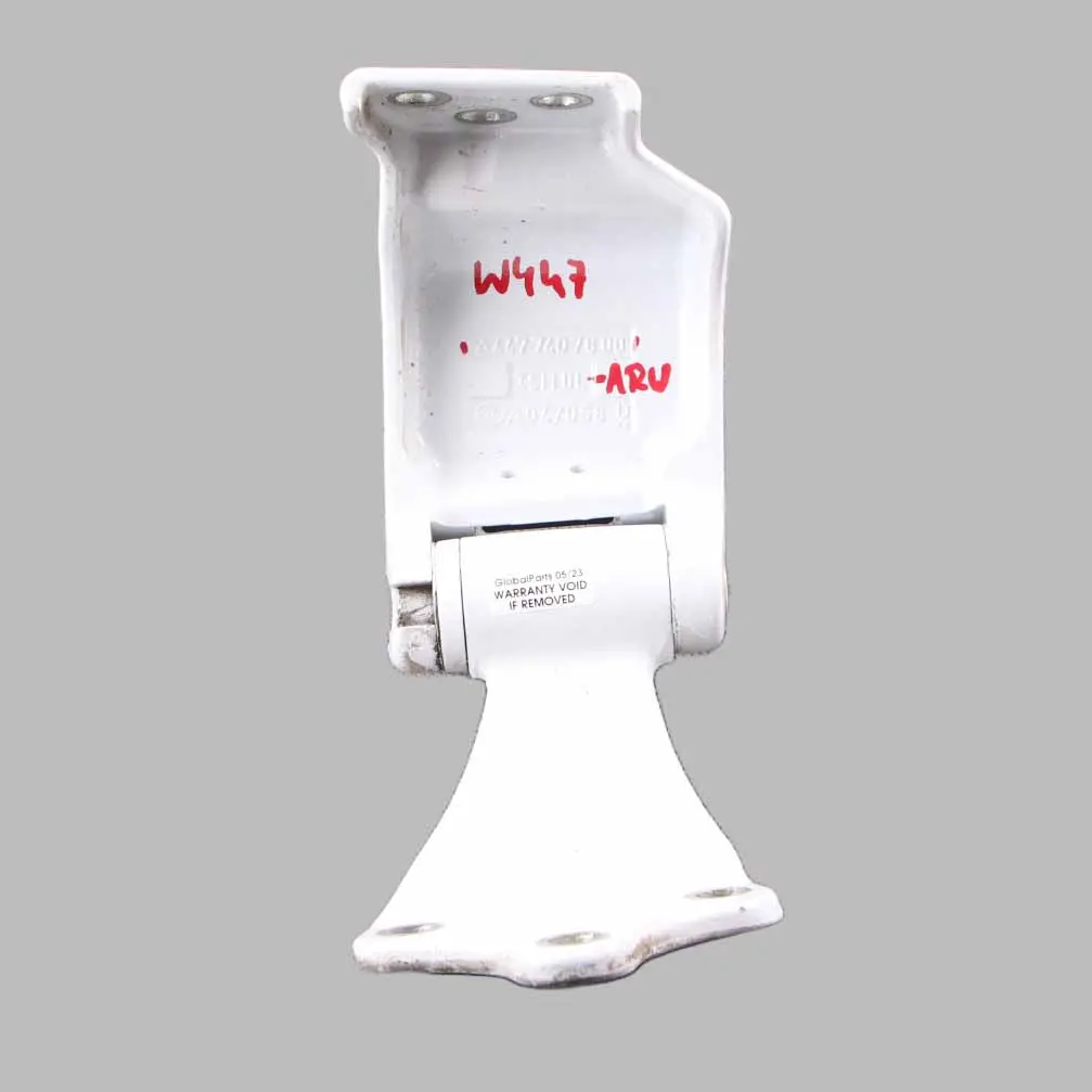 Bisagra Puerta Trasera Izquierda Inferior Blanco Ártico 9147 para Mercedes Vito W447 con número de pieza A4477407600 Mercedes Vito W447 Bisagra Puerta Trasera Izquierda Inferior Blanco Ártico 9147 - SKU A4477407600-ARW - Número de pieza A4477407600