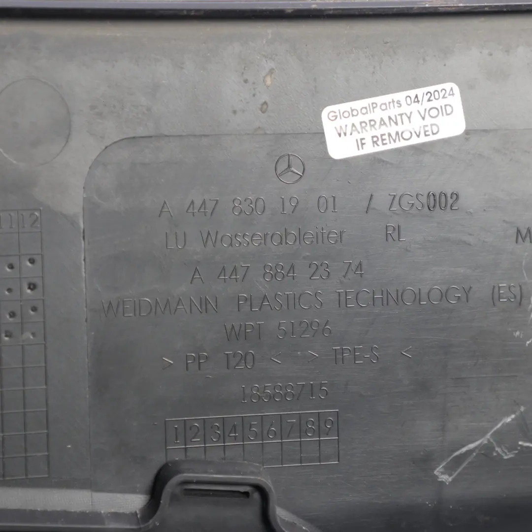 Scuttle Panel Windscreen Windshield Cover Plate Trim to Mercedes W447 with Part number A4478301901 Mercedes W447 Scuttle Panel Windscreen Windshield Cover Plate Trim - SKU A4478301901 - Part number A4478301901