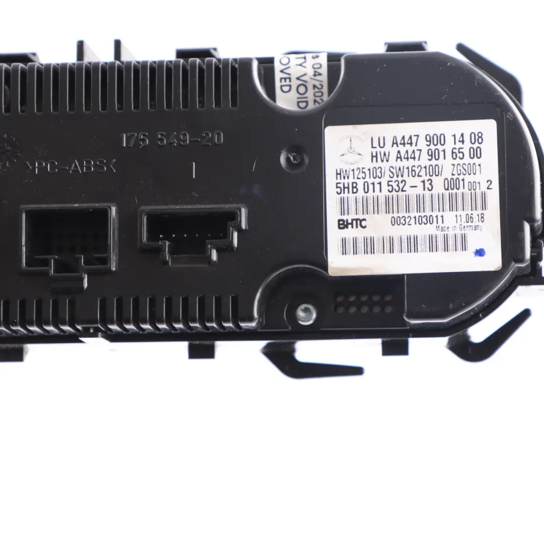 A/C Heater Climate Control Switch Panel Unit to Mercedes W447 with Part number A4479001408 Mercedes W447 A/C Heater Climate Control Switch Panel Unit - SKU A4479001408 - Part number A4479001408