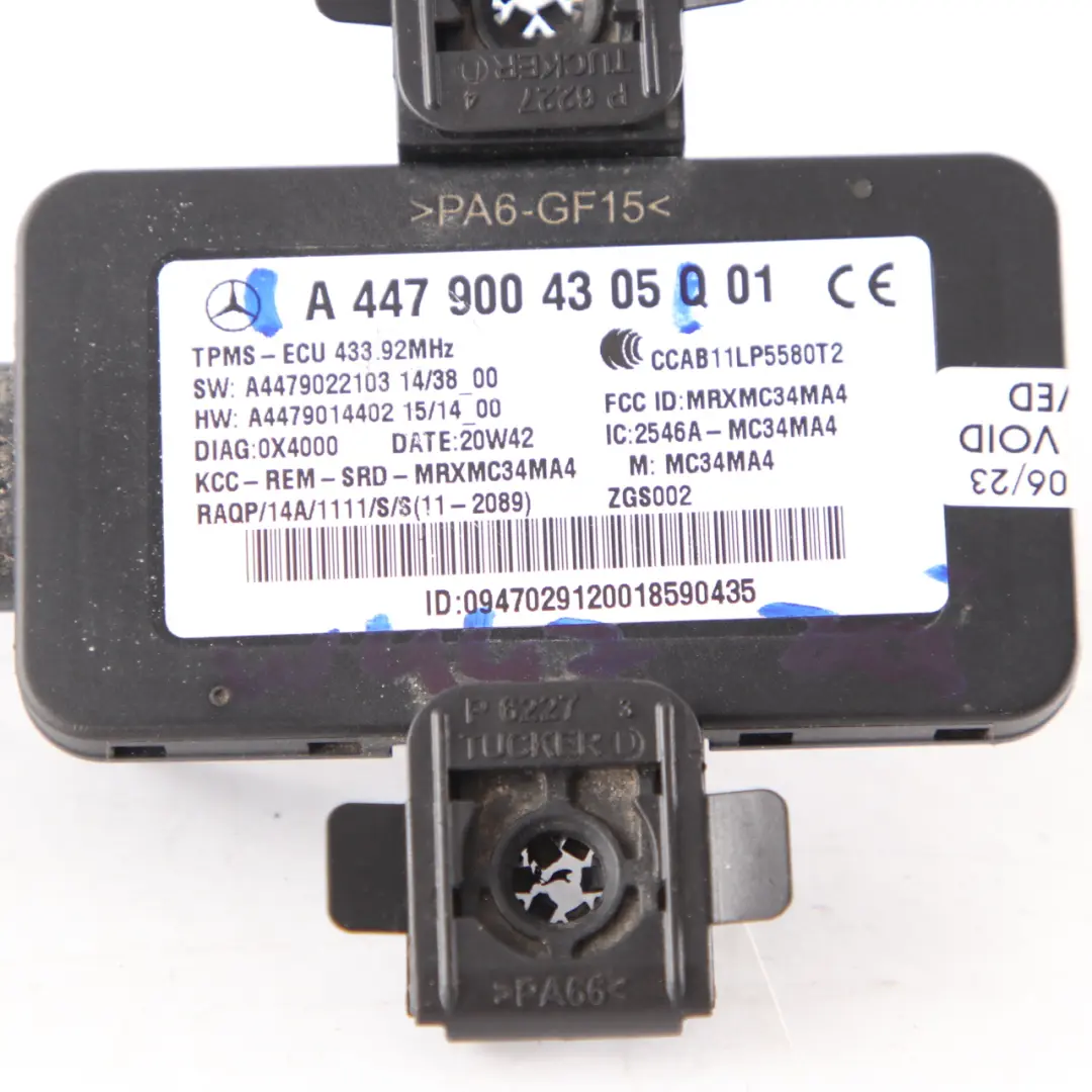 Tyre Pressure Monitor Sensor Module Unit TPMS ECU to Mercedes Vito W447 with Part number A4479004305 Mercedes Vito W447 Tyre Pressure Monitor Sensor Module Unit TPMS ECU - SKU A4479004305 - Part number A4479004305
