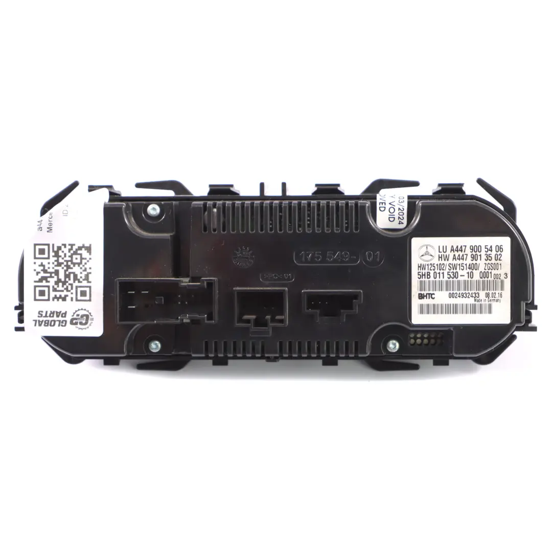 Con Panel Mercedes W447 Heating Ventilation A/C Control Panel to Air with Part number A4479005406 Air Con Panel Mercedes W447 Heating Ventilation A/C Control Panel - SKU A4479005406 - Part number A4479005406