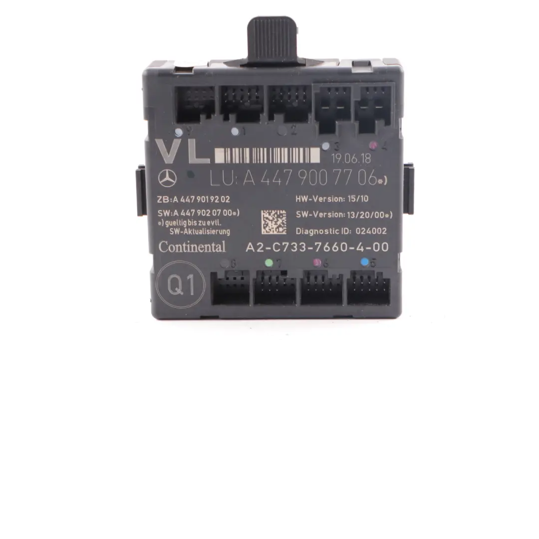 Tür Steuerungs Modul Vorne Links für Mercedes W447 mit Teilenummer A4479007706 Mercedes W447 Tür Steuerungs Modul Vorne Links - SKU A4479007706 - Teilenummer A4479007706